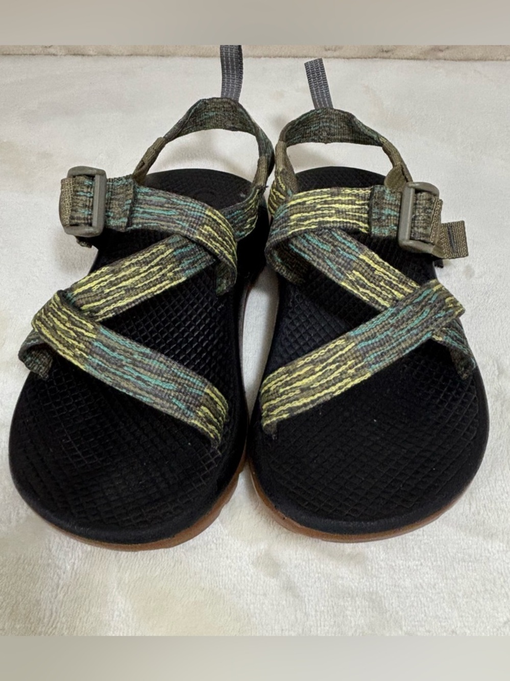 Chaco Kid's Z/1 Ecotread Sandals in the Drift Hunter color pattern size 3